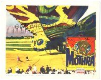 6h622 MOTHRA LC '62 best special effects scene with crowd of tiny people around the monster!