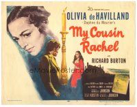 6h080 MY COUSIN RACHEL TC '53 artwork of pretty Olivia de Havilland & Richard Burton!