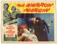 6h634 NARROW MARGIN LC #4 '53 Richard Fleischer classic noir, Peter Virgo threatens Jacqueline White