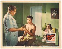 6h645 NIGHTMARE ALLEY LC #4 '47 Gene Roth talks to barechested Tyrone Power & Coleen Gray!