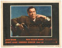 6h676 PETE KELLY'S BLUES LC #2 '55 great close up of Edmond O'Brien smoking & holding gun!