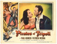 6h686 PIRATES OF TRIPOLI LC '54 romantic close up of Paul Henreid & sexy Patricia Medina!