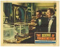 6h727 REVENGE OF FRANKENSTEIN LC #6 '58 Peter Cushing points to living eyes and arm in water tank!