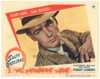 6h756 SALTY O'ROURKE LC #7 '45 best close up of Alan Ladd pulling gun from his jacket!
