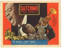 6h101 SATCHMO THE GREAT TC '57 wonderful image of Louis Armstrong playing his trumpet & singing!