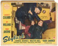 6h803 SKYLARK LC '41 Brian Aherne tries to help fallen Claudette Colbert in raincoat!