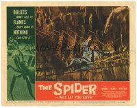 6h827 SPIDER LC #7 '58 Bert I. Gordon sci-fi, great image of man stuck in wacky rope web!