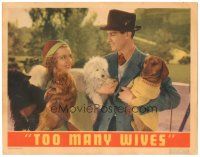 6h910 TOO MANY WIVES LC '37 pretty Anne Shirley & John Morley holding four cute dogs!