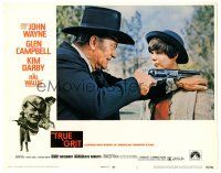 6h921 TRUE GRIT LC #1 '69 John Wayne as Rooster Cogburn aims gun over Kim Darby's shoulder!