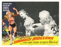 6h934 UNHOLY ROLLERS LC #5 '72 sexy roller skater Claudia Jennings punched, toughest broads!