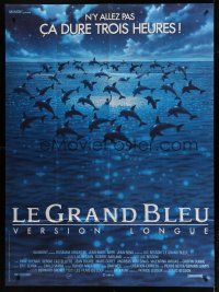 6k570 BIG BLUE version longue French 1p '88 Luc Besson's Le Grand Bleu, dolphins in ocean!