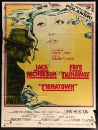 6k599 CHINATOWN French 1p '74 art of Jack Nicholson & Faye Dunaway by Jim Pearsall, Roman Polanski