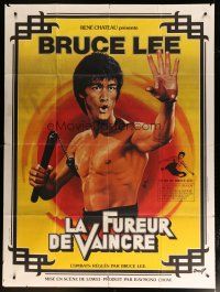 6k601 CHINESE CONNECTION French 1p R79 great art of Bruce Lee with nunchaku by Jean Mascii!