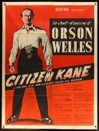 6k606 CITIZEN KANE French 1p R50s different full-length art of Orson Welles as Charles Foster Kane!