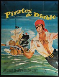 6k630 DEVIL-SHIP PIRATES French 1p '64 Hammer, crew of cutthroats, cool different art by Siry!