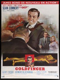 6k679 GOLDFINGER French 1p R70s cool art of Sean Connery as James Bond 007 by Jean Mascii!