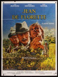 6k731 JEAN DE FLORETTE French 1p '86 Claude Berri, art of Montand & Depardieu by Michel Jouin!