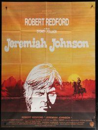 6k732 JEREMIAH JOHNSON French 1p '72 cool artwork of Robert Redford, directed by Sydney Pollack!