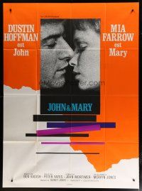6k733 JOHN & MARY French 1p '69 super close image of Dustin Hoffman about to kiss Mia Farrow!
