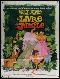 6k737 JUNGLE BOOK French 1p '68 Walt Disney cartoon classic, great image of Mowgli & friends!