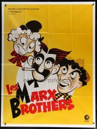 6k764 LES MARX BROTHERS French 1p '70s great Hirschfeld-like art of Groucho, Chico & Harpo!