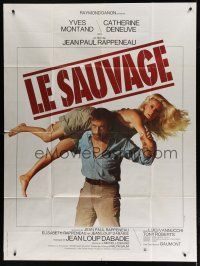 6k781 LOVERS LIKE US French 1p '77 Yves Montand carrying sexy Catherine Deneuve, Le Sauvage