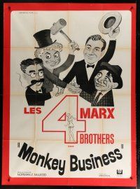 6k804 MONKEY BUSINESS French 1p R60s different Xarrie art of all 4 Marx Brothers including Zeppo!