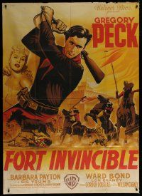 6k839 ONLY THE VALIANT French 1p '51 different Koutachy art of Gregory Peck, Fort Invincible!