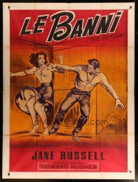 6k842 OUTLAW French 1p R60s different art of sexy Jane Russell & Jack Buetel, Howard Hughes