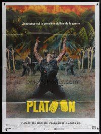 6k858 PLATOON French 1p '86 Oliver Stone, Vietnam War, Willem Dafoe shot in movie climax!