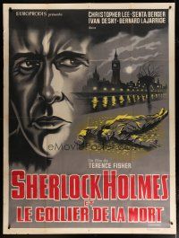 6k912 SHERLOCK HOLMES & THE DEADLY NECKLACE French 1p '62 different art of murdered man in London!