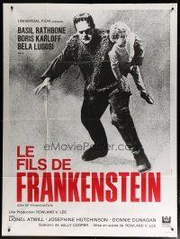 6k918 SON OF FRANKENSTEIN French 1p R69 cool full-length image of Boris Karloff carrying child!