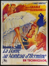 6k951 THAT LADY IN ERMINE French 1p R90s Grinsson art of sexy Betty Grable & Douglas Fairbanks Jr.!