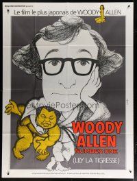 6k986 WHAT'S UP TIGER LILY French 1p R80s wacky different Landi art of Woody Allen carrying sumo!