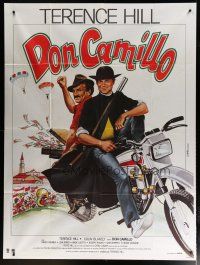 6k991 WORLD OF DON CAMILLO French 1p '83 wacky art of Terence Hill on motorcycle by Michel Landi!