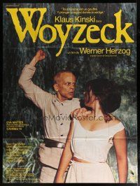 6k992 WOYZECK French 1p '79 Werner Herzog, c/u of crazed Klaus Kinski about to hit Eva Mattes!