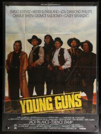 6k996 YOUNG GUNS French 1p '88 Emilio Estevez, Charlie Sheen, Kiefer Sutherland, Phillips