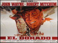 6k507 EL DORADO French 8p '66 cool Landi art of John Wayne & Robert Mitchum, Howard Hawks!