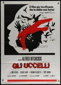 6k192 BIRDS Italian 1p R70s art of attacking avians + cool Alfred Hitchcock profile silhouette!