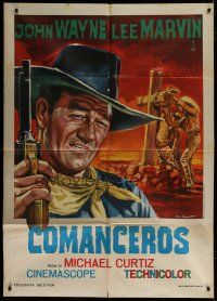 6k200 COMANCHEROS Italian 1p R67 cool different Tarantelli art of John Wayne, Michael Curtiz!