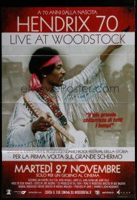 6k219 HENDRIX 70 LIVE AT WOODSTOCK advance Italian 1p '12 cool image of Jimi with guitar at concert!