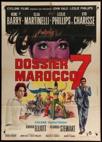 6k231 MAROC 7 Italian 1p '67 artwork of spy Gene Barry, sexy Elsa Martinelli & Cyd Charisse!
