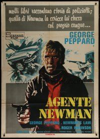 6k234 NEWMAN'S LAW Italian 1p '76 cool completely different art of George Peppard with gun!