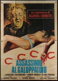 6k161 MURDER AT THE GALLOP Italian 2p R72 Crovato art of Margaret Rutherford & naked dead girl!