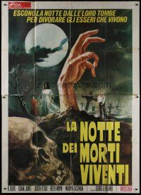 6k163 NIGHT OF THE LIVING DEAD Italian 2p '70 cool different Ciriello art of zombies in graveyard!