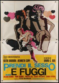 6k165 PASSION POTION Italian 2p '71 cool artwork of three sexy half-naked ladies + running man!