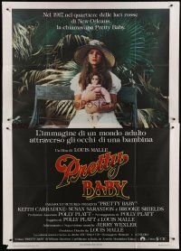 6k167 PRETTY BABY Italian 2p '78 directed by Louis Malle, young Brooke Shields sitting with doll!