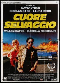 6k180 WILD AT HEART Italian 2p '90 David Lynch, great image of Nicolas Cage & Laura Dern!