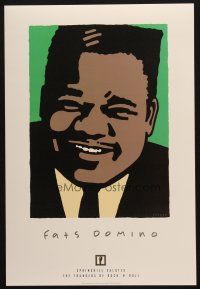 6k033 FATS DOMINO 2-sided 14x22 music poster '97 Schwab artwork of the legendary blues pianist!
