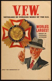 6k026 V.F.W special 13x22 '50s Veterans of Foreign Wars of the U.S., apply for membership!
